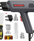 1800W Heat Gun Pro Grade Hot Air Tool With Dual 400 And 600 Degree Settings, Overload Protection, includes 6 accessories, Black