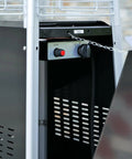 Open compartment of Pyramid Patio Heater With 48000 BTU Output For Outdoor Comfort Propane Fueled Heat For Patios And Commercial Spaces