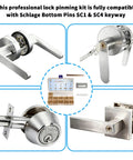 Lock Pinning Kit For Schlage Rekeying SC1 SC4 Keyways with pins, locks, and tools for DIY home security upgrade, 50 pieces each set.