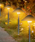 4 Pack Dusk To Dawn Outdoor Pathway Lights With Dimmable LED Landscape Lighting set along garden path