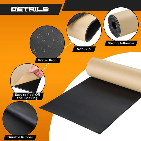Neoprene Sponge With Sticky Back Foam Rubber Sheet 1/4 Inch Thick By 12 Inch Wide By 54 Inch Long detailing adhesive features