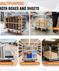 Beefy Heavy Duty Platform Cart With 2500 Lbs Capacity And 4 Swivel Casters, 36x24 Inch Steel Deck, 3 Side Handrails