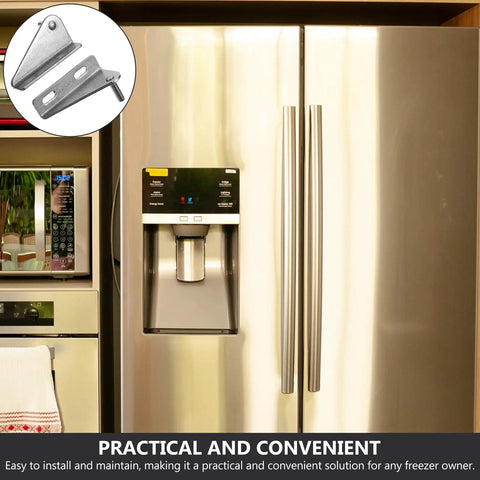 Stainless Steel Refrigerator Door Hinges 2 Pack Replacement Hinge for fridge with 28mm shaft and mirror finish shown in kitchen