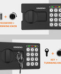 Compact Digital Safe With Electronic Keypad, Wall Or Cabinet Security Box For Home Office Travel Use, Heavy Duty Steel Construction, Two Heavy Bolts, Anti Corrosion Coating, Ideal For Cash Jewelry Documents LT-208-EBK key and keypad.