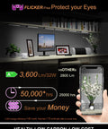 Ultra Bright LED Under Shelf Lighting for Wide Shelves with comparison chart and smartphone control showing 3600 lumens