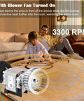 Inducer Motor Assembly With HC21ZE114A Furnace Motor And LA11AA005 Blower Wheel in living room setting showcasing fan function.