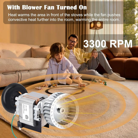 Inducer Motor Assembly With HC21ZE114A Furnace Motor And LA11AA005 Blower Wheel in living room setting showcasing fan function.