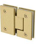 Top Shelf Matte Black Shower Hinge For Frameless Glass Doors Dead Solid Brass 100Mm Pivot With 180 Degree Swing hardware side view.