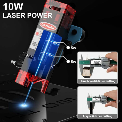 Twotrees TTS-10 Pro laser engraver, 10W power, blue and red housing for home DIY use