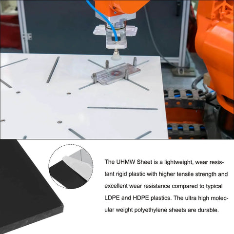 Two Pack UHMW Polyethylene Sheets Six By Twelve Inches One Eighth Inch Thick Black Plastic for wear-resistant surface installation