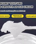 Heavy Duty Automotive Grease For Garage Doors And Metal Parts With Built In Brush, close-up creamy texture on brush