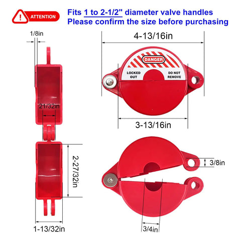 Red Outdoor Gate Valve Lockout Kit 2 Pack Safety Padlocks For Hose Bibs And Water Spigots dimensions and details