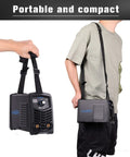 Person holding 110V Mini DC Inverter MMA Welder With LCD Digital Display, IGBT Inverter, Portable Stick Welder, Hot Start Arc