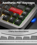 Built Like A Tank Wired 60 Percent Mechanical Gaming Keyboard With Cnc Aluminum Case Gasket Mount Hot Swappable Switches Rich Rgb Lighting And Durable Double Shot Pbt Keycaps showing aesthetic PBT keycaps in a Cherry standard layout.