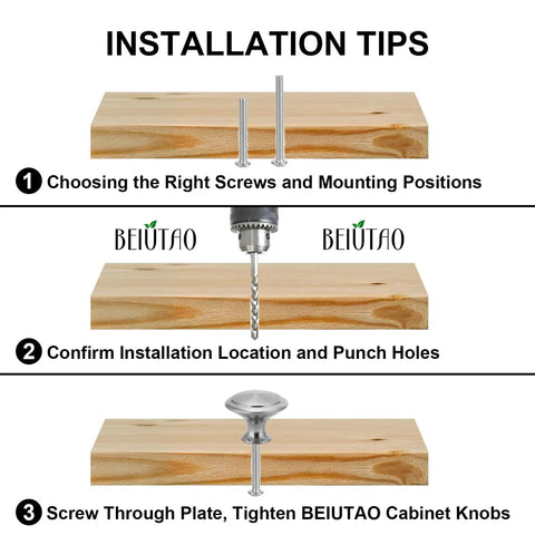 Installation guide for Thirty Five Pack Brushed Nickel Cabinet Knobs 1-1/4 Inch Round Drawer Knobs With Stainless Steel Top
