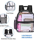 Stadium Approved Clear Backpack 12x6x12 Inch Waterproof See Through Bag with mesh pockets and clear compartments for fast checks.