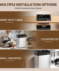 Image showing installation options for Automatic Electric Portafilter Cleaner With Quick Snap Three Way Mount And Six Liter Reservoir.