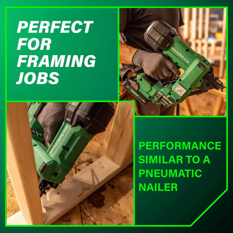 Cordless 18V 30 Degree Paper Tape Framing Nailer Kit With 4Ah Battery Drives 2 Inch To Three And A Half Inch Nails Brushless Motor