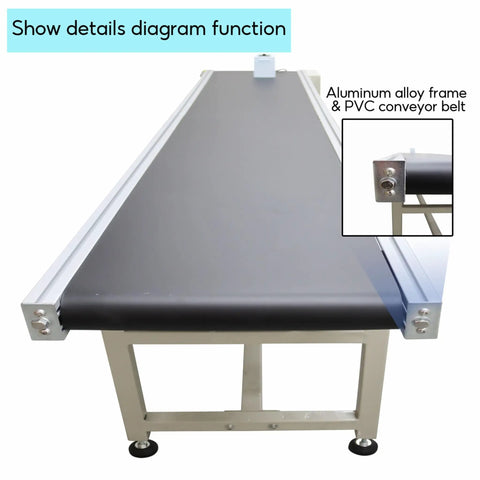 Super Tough Electric Pvc Flat Conveyor Belt System For Packing And Shipping with aluminum alloy frame shown in detail