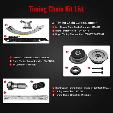 GMC Terrain 2.4L Ecotec Timing Chain Kit With VVT Direct Fit For Chevy Equinox 2011 2017 Malibu Impala Cobalt HHR Orlando Verano