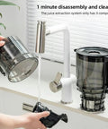 WKNHHL 300W Professional Slow Cold Press Masticating Juicer With Wide 13 Inch Feeding Chute For Whole Fruits And Vegetables Electric Juice Extractor High Torque Low Noise Quiet Operation Max Nutrient Retention Easy Clean Design Home Kitchen Essential cleaning under water after disassembly.