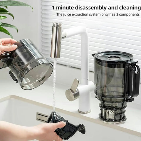 WKNHHL 300W Professional Slow Cold Press Masticating Juicer With Wide 13 Inch Feeding Chute For Whole Fruits And Vegetables Electric Juice Extractor High Torque Low Noise Quiet Operation Max Nutrient Retention Easy Clean Design Home Kitchen Essential cleaning under water after disassembly.