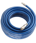 Rock Solid Heavy Duty 15 Meter Reinforce PVC Air Hose With Euro Quick Connect Coupler, blue coil, ideal for high pressure tools.
