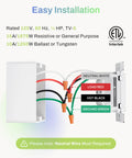 Wiring diagram for Countdown Digital Wall Timer Switch For Exhaust Fans And Lights, showing neutral white wire requirement.