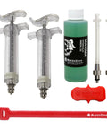 SRAM DB8 Brake Bleed Kit With Maxima Mineral Oil, 2x Pro PC Syringes And M4 Fittings, green fluid bottle, red tools