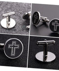 Cross Pattern Cufflinks For Men Elegant Shirt Fasteners For Formal Wear And Casual Outfits Perfect For Weddings And Special Occasions Stylish Accessory With Religious Cross Design