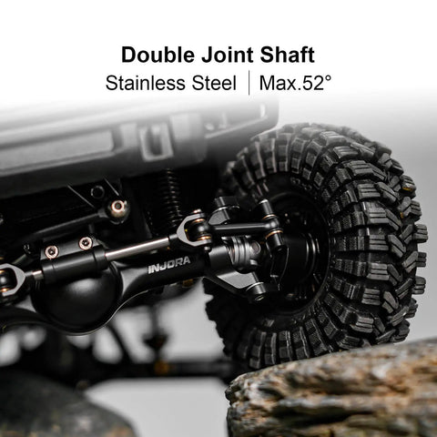 7mm Planet Front And Rear Axles With Scale Hydraulic Steering And Double Joint Shafts For 1/18 TRX4M RC Crawler Upgrade Black Durable Scale Ready For Tough Trails