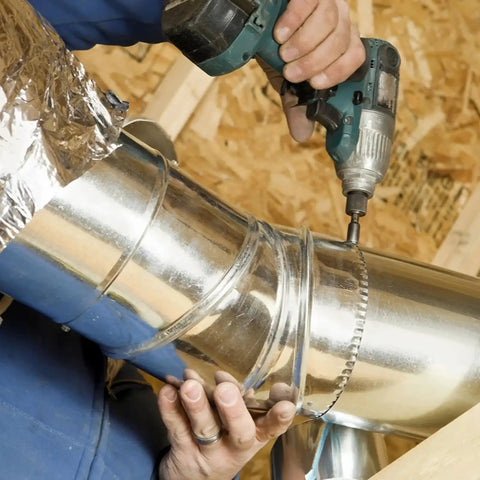 Installing ductwork with 25 Pack One Quarter Inch By Three Quarter Inch Self Drilling Tek Screws With Serrated Hex Washer Head, Zinc Plated Metal To Metal Fasteners For Hinge And Bracket Repair, Roofing And HVAC, Anti Vibration Secure Grip For Permanent Fix.