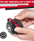 Hands holding a 6 In 1 Pressure Washer Nozzle Tips With Quick Change, switch between 0, 15, 25, 40 degree, soap and rinse modes