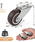 Chegulu 2" Rigid Plate Casters, Silent Rubber Furniture Wheels, Set of 4 with rubber wheel and steel bracket, 2" diameter.