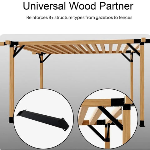 Heavy Duty 45 Degree Angle Bracket For 4x4 Wood Posts And Beams Black Pergola Gazebo Connector Kit Rock Solid Steel Corner Bracket For Outdoor Projects Treehouses And Other Wooden Structures
