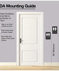 ADA Braille Unisex Bathroom Sign With Double Sided 3M Tape ABS Plastic Gender Neutral Restroom Sign mounting guide on wall