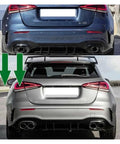 Mercedes-Benz W177 A35 AMG 2020+ Exhaust Tips Kit Four-Exit Turbo Muffler Tail Pipes Black Stainless Steel Rear View