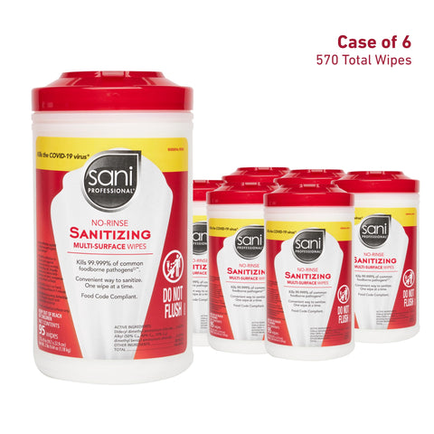 No-Rinse Sanitizing Wipes For Food Contact Surfaces, No Mess Multisurface Cleaner For Kitchens And Restaurants, Pack Of 6