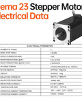 Front view of NEMA 23 bipolar stepper motor with silver faceplate, black body, and protruding shaft.