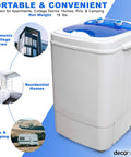Compact Portable Washer For Small Spaces Perfect For Apartments, Dorm Rooms, And Tiny Homes With 8.8 Lb Capacity, 250W Power