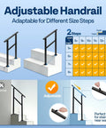 Rock Solid Outdoor Handrail For Stairs And Deck Heavy Duty Straight Rail showing adjustable handrail for various step sizes.