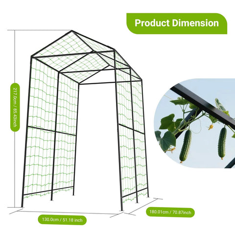 Metal Garden Arch Trellis For Climbing Plants Outdoor Space Saving 7.1Ft Tall Cucumber Trellis For Raised Beds Plant Support