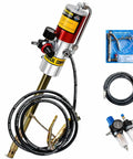 Beefed Up Heavy Duty Fifty To One Air Operated Grease Pump With Sixteen Foot Hose For Twenty To Fifty Five Gallon Pails Industrial Pneumatic Grease Gun For Workshops And Construction Speedy Output GZ 740S featuring hose and accessories