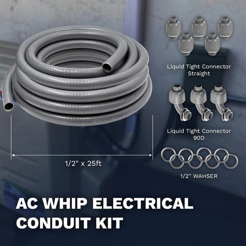 Tough As Nails One Half Inch 25 Foot Liquid Tight Electrical Conduit With Ul Certified Flexible Non Metallic Cable Armor And No Drama Connector Kit for weatherproof runs