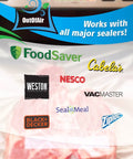 Logos of sealers compatible with Heavy Duty Vacuum Sealer Rolls 11x25 Inches 4 Pack For 100 Feet Total BPA Free Universal Fit