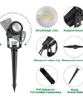 Diagram of Low Voltage LED Landscape Lights Kit 4 Pack With Transformer Plug In 12V Warm White Spotlight showing components