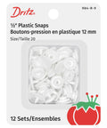 Round White Plastic Snaps Size 20 12 Count Set With Decorative Cap Socket Stud And Round Cap in packaging