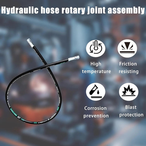 Hydraulic hose assembly, 1/4 in, 12 in long, black with male NPT fittings on both ends.