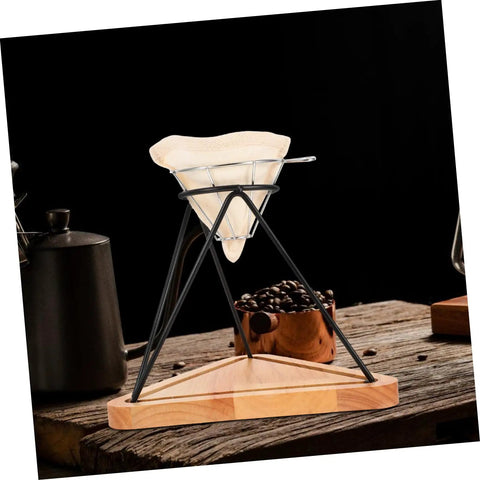 Heavy Duty Reusable Stainless Steel Coffee Filter Holder With Secure Drip Rack And Premium Filter Cloth Set For A Smooth Daily Grind Setup At Home Or Office on wooden countertop with coffee beans.