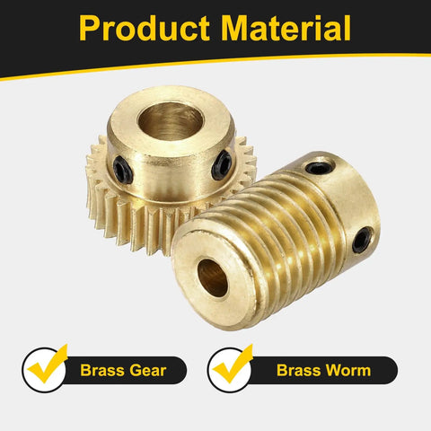 Brass Worm Gear Set 0 5 Module 1 To 30 Reduction Right Rotation Drive Gear Box Wheel 30 Tooth Gear With 6mm Bore And 4mm Rod Bore